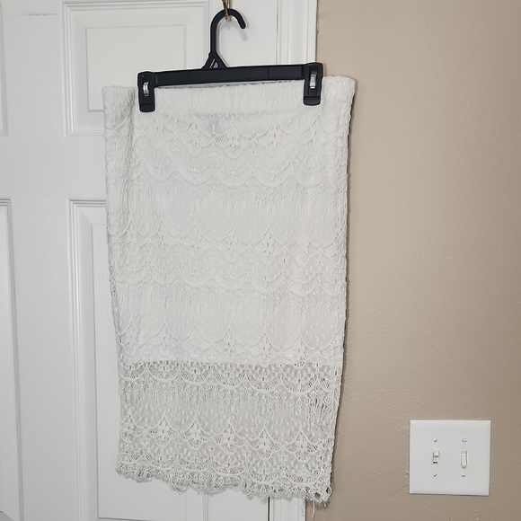 Rue21 Cream Smocked Pencil Skirt Midi Work - Picture 1 of 5